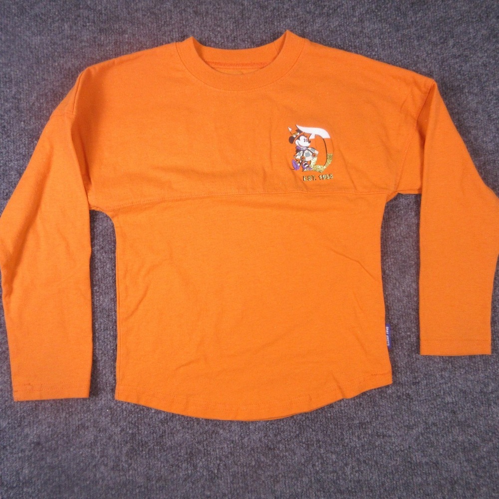 Disney Shirt Womens XS Orange Disneyland‎ Minnie Halloween Spirit Jersey Glitter